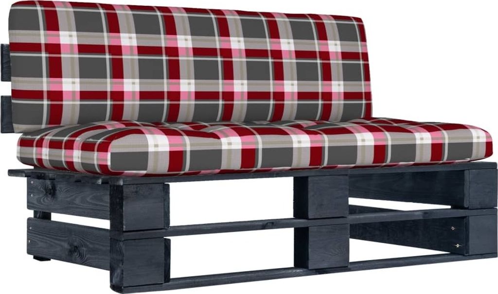 Garten-Mittelsofa aus Paletten Schwarz Kiefernholz Imprägniert