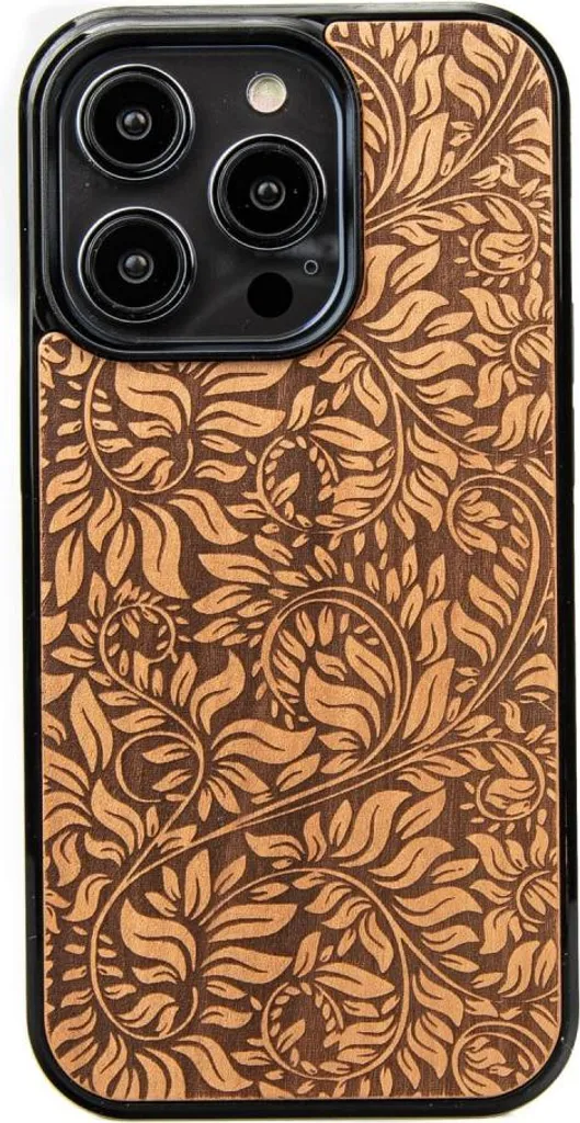 Custodia in legno Bewood per iPhone 15 Pro APFELBLÄTTER
