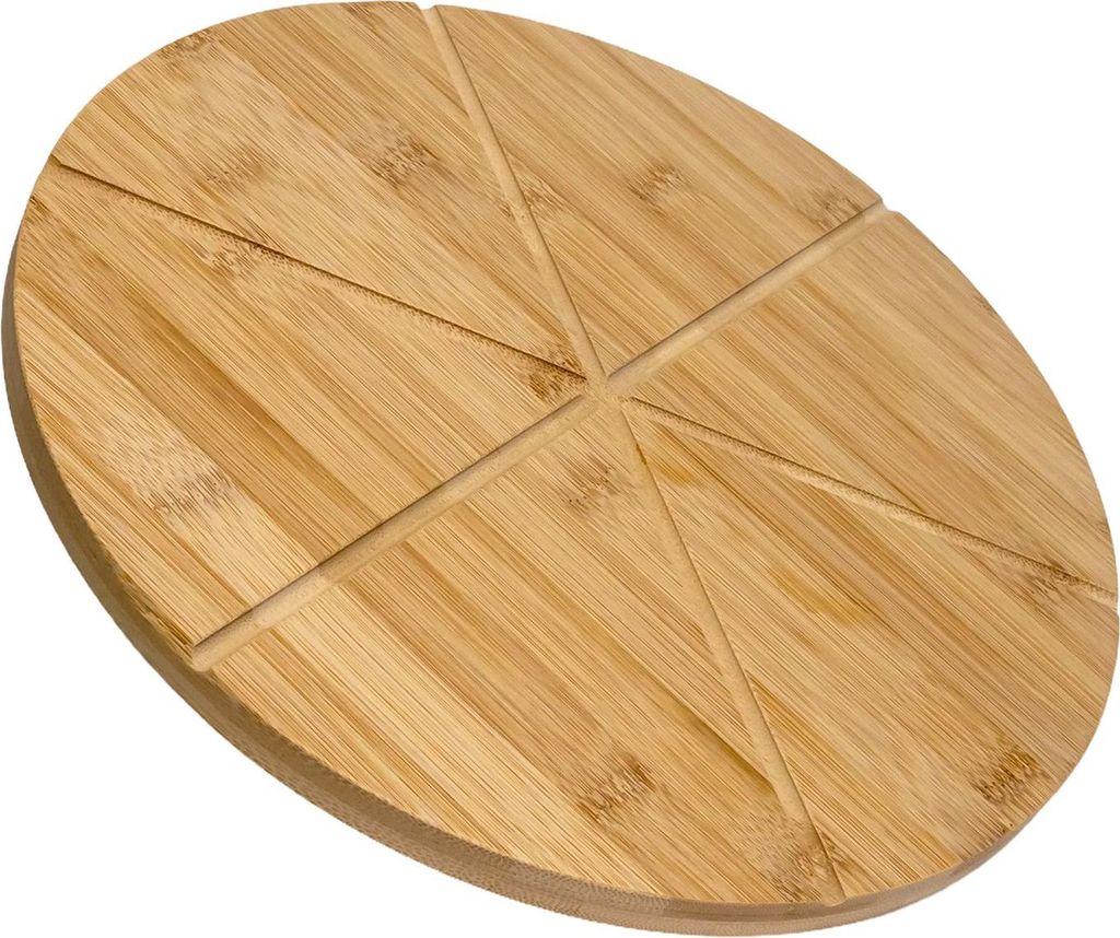 Intirilife Pizzabrett Pizzateller zum Schneiden - Durchmesser 30.5 cm - Pizza Zubehör mit Führungsrillen für 6 gleichmäßige Stücke Schneidebr...