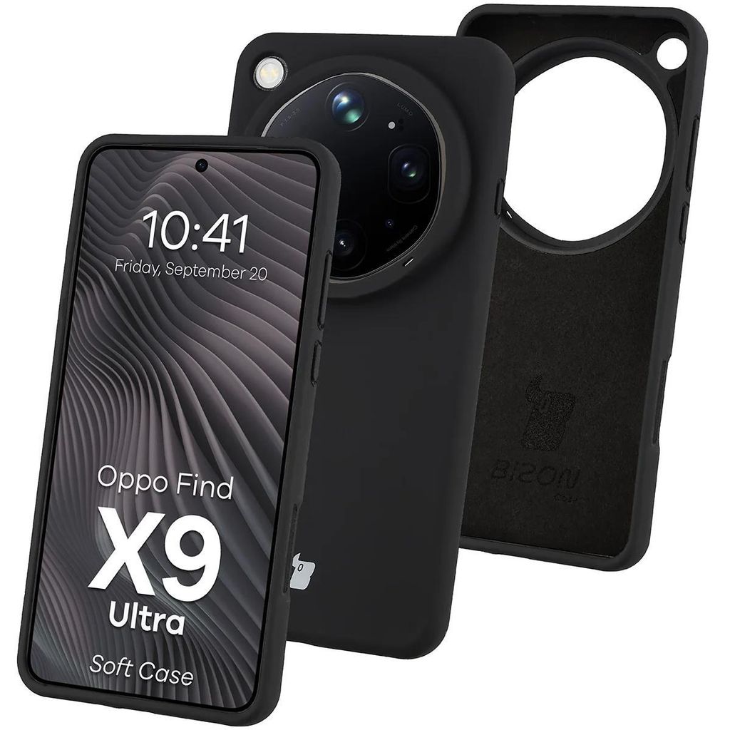 Silikon Handyhülle für Oppo Find X9 Ultra, Bizon Soft Case, Schwarz