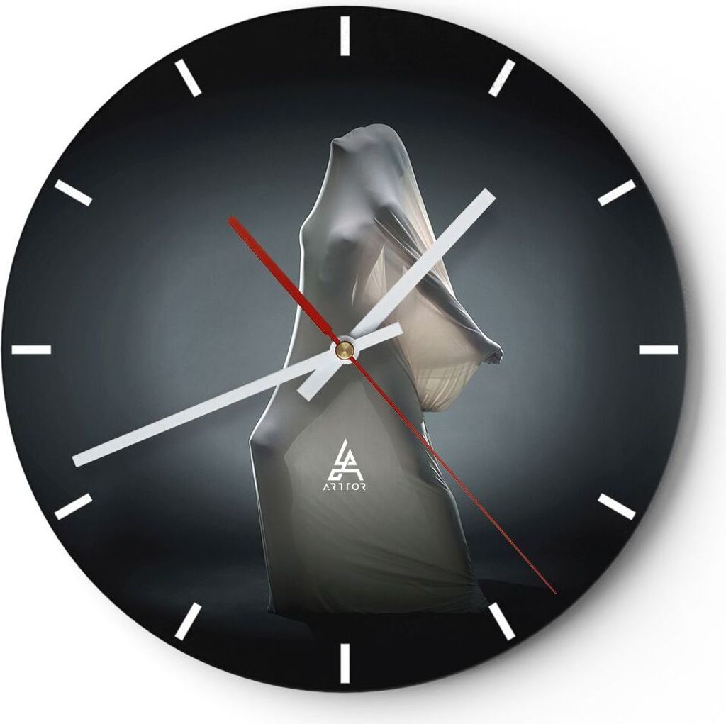 Wanduhr - Rund - Glasuhr - Künstlerisch Frau Kampf - 40x40cm - Schleichendes Uhrwerk - Lautlos - zum Aufhängen bereit - Dekoration Modern - Wandd...
