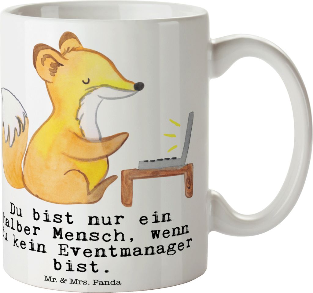 Mr. & Mrs. Panda Tasse Eventmanager Herz - Weiß - Geschenk, Witzig, Promoter, mit Spruch, Lustig, Teetasse, Kaffeetasse, schöne, Kaffeebecher, Beruf