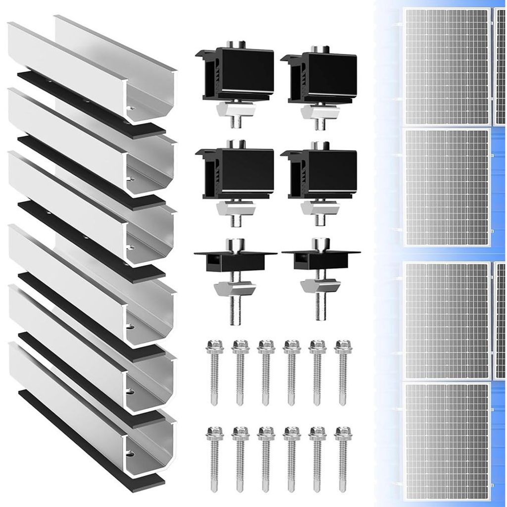 6x Solarmodul Halterung 12 cm Balkonkraftwerk Halterung Verstellbar Halterung für Solarmodule Halterung Solarpanel für Flachdach Trapezdach Blech...