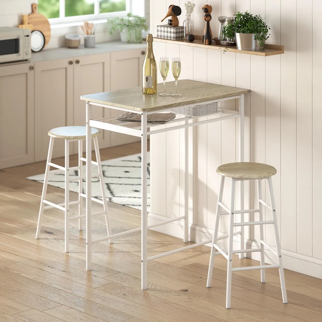Table de Salle à Manger avec 2 Tabourets pour Petit Espace et Studio - 2