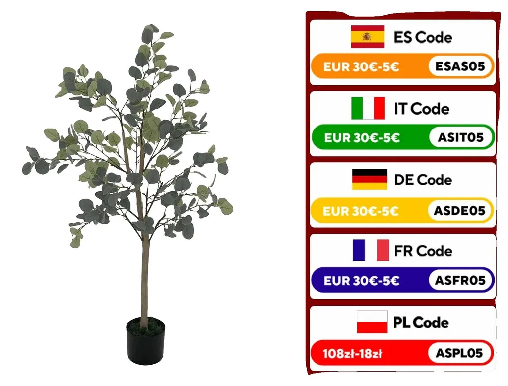 Plante eucalyptus artificielle réaliste sans arrosage 70cm taille L