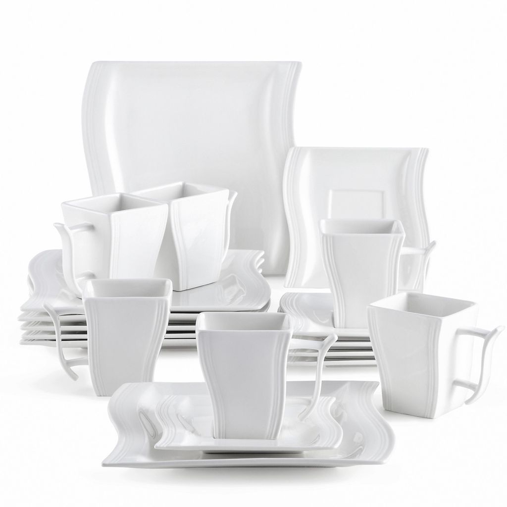 MALACASA, Serie Flora, 18 Tlg . Set Cremeweiß Porzellan Produktbild 