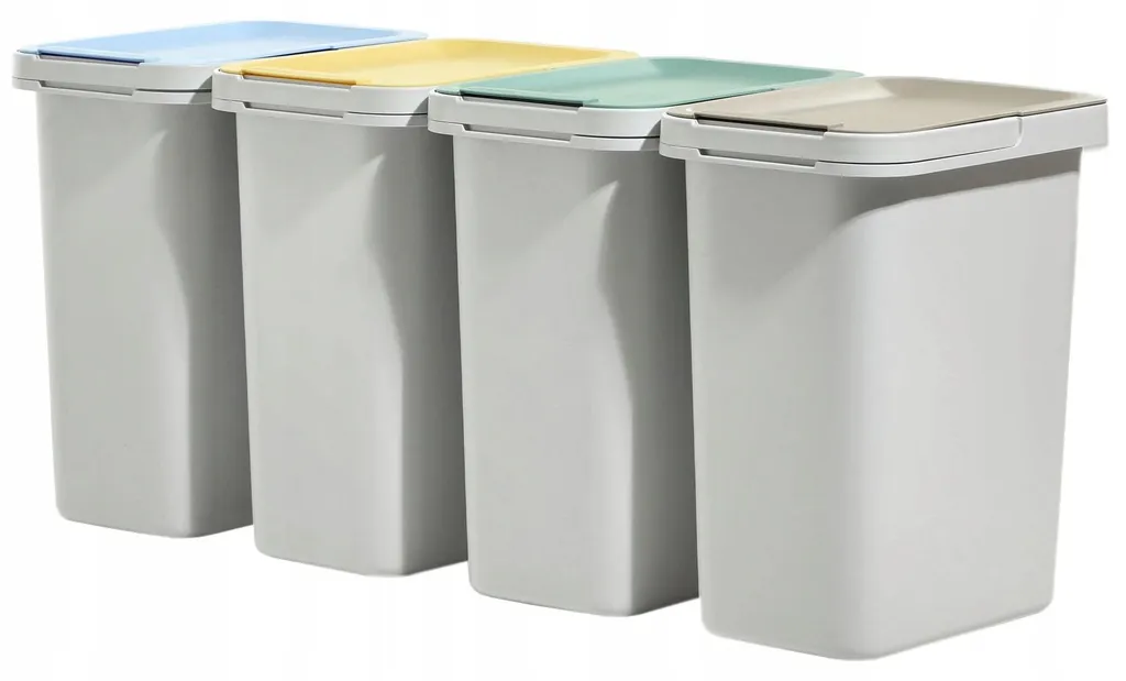 Poubelles de tri sélectif 4 bacs de 12L modulables avec fixation 48L