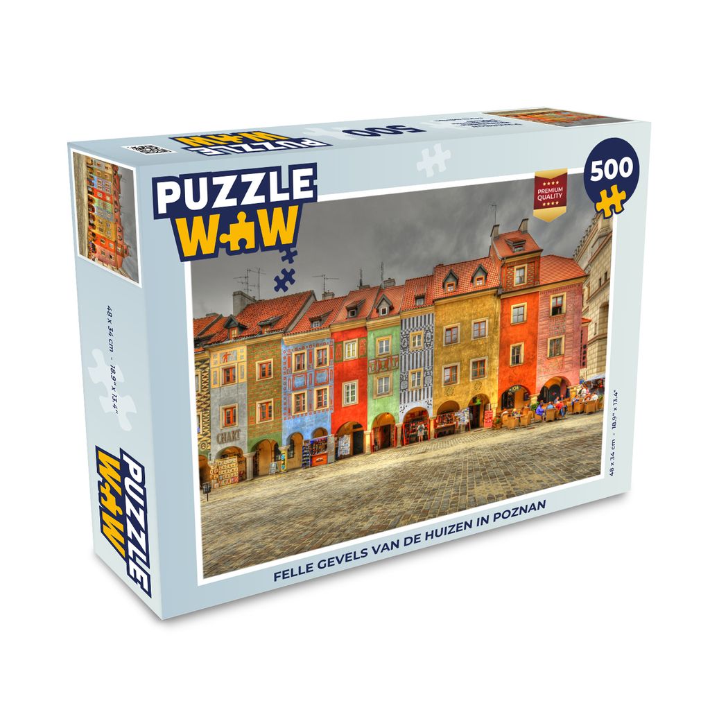 MuchoWow Puzzle 500 Teile Helle Häuserfassaden in Poznan - 500 Teile - Kinder - Selberbauen - Puzzlespiele