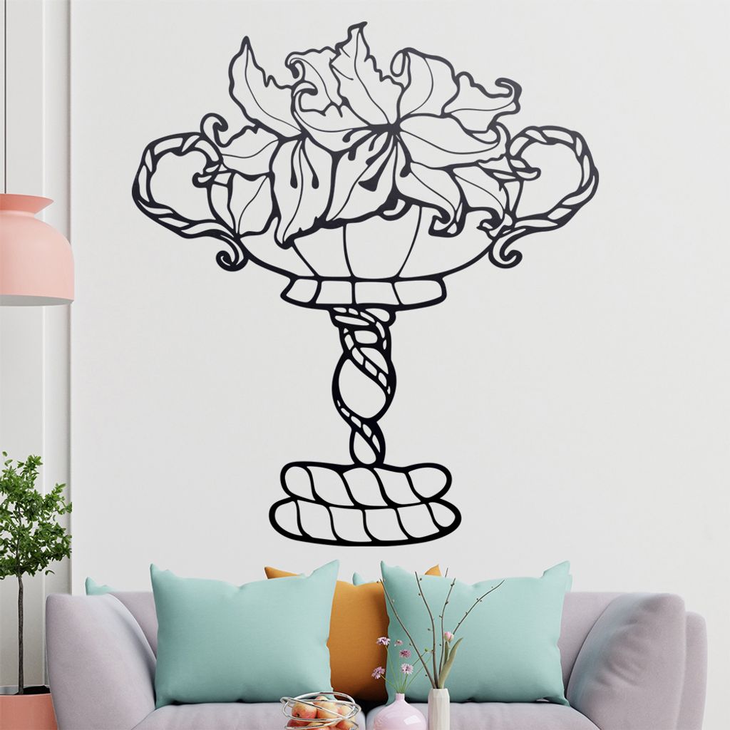 Pflanzen - Pokal - Dekoration Wandtattoo in 6 Größen - Wandaufkleber Wall Sticker - Dekoration, Küche, Wohnzimmer, Schlafzimmer, Badezimmer