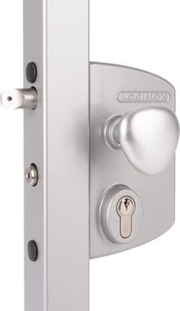 Elektroschloss Locinox LIKQ U2 normalerweise geschlossen (NC) mit Knauf, Profil 40x40 mm, Aluminium (ZILV)