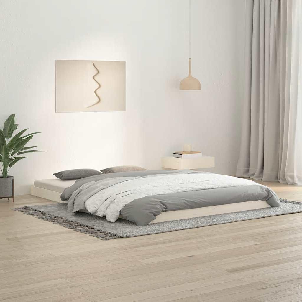 vidaXL Letto in legno massiccio bianco 140x200 cm pino Immagine del prodotto 