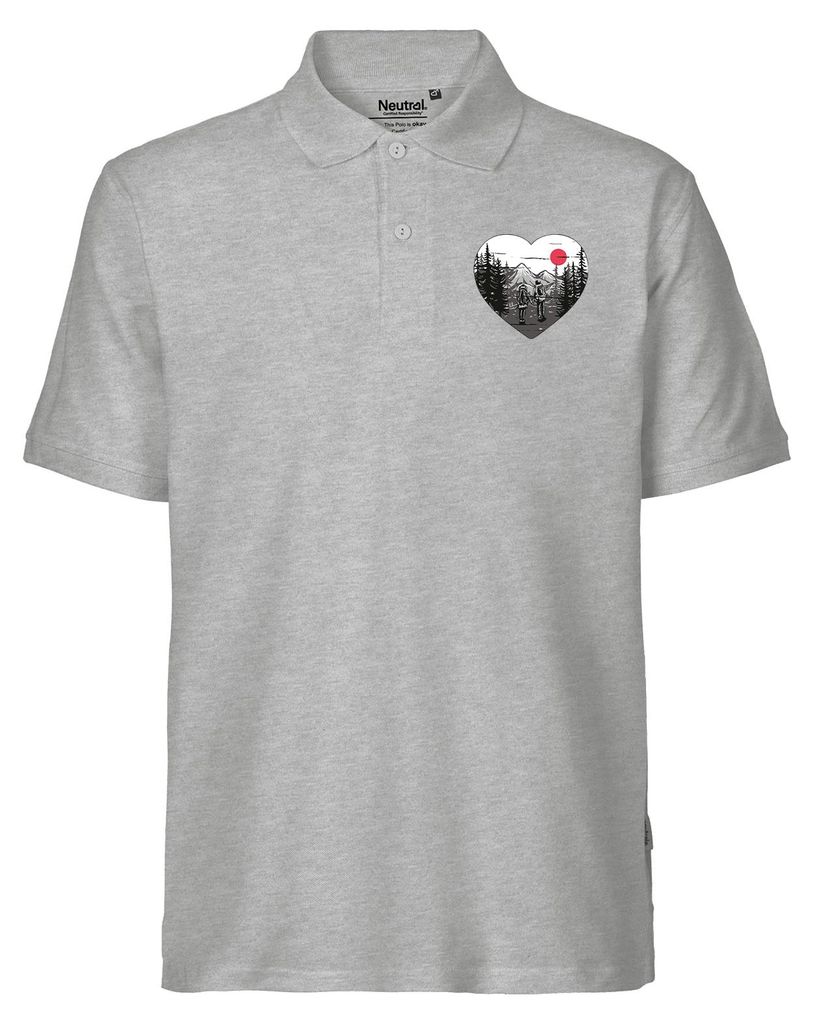 Huuraa Herren Polo Shirt Paar wandert Herz S Sport Grey Bio Baumwolle Fairtrade Poloshirt Geschenkidee