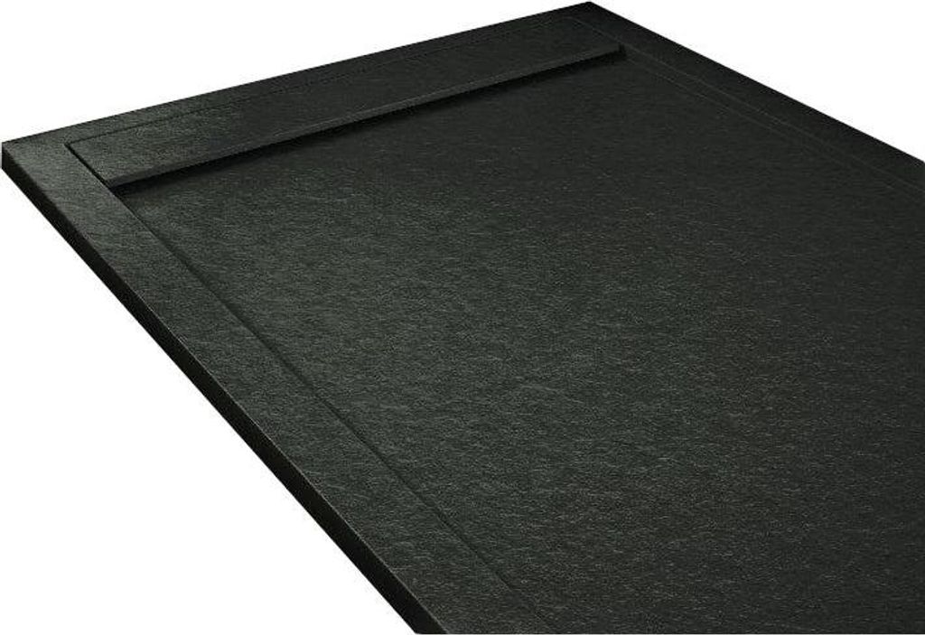 Mineralguss-Duschwanne extra flach RIBERA Schieferoptik SCHWARZ 80x140cm