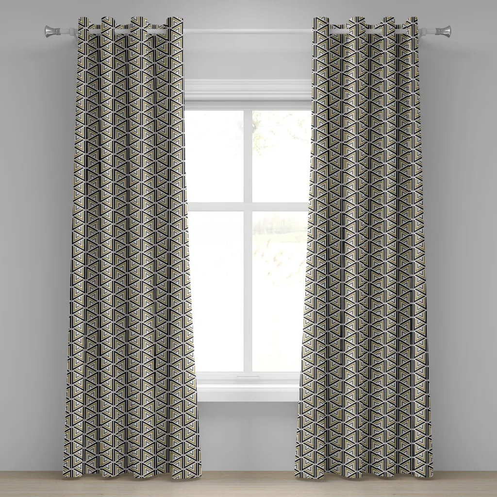 Tende ABAKUHAUS Lavabili Geometriche - 2 Pannelli Senape e Nero 280cm