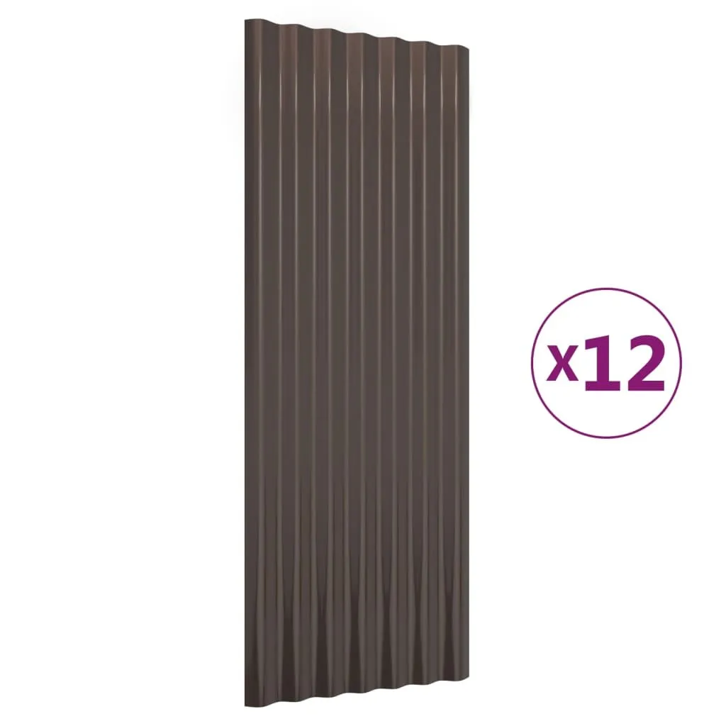 Toiture pour abri de jardin et garage - Panneaux acier 100x36 cm brun