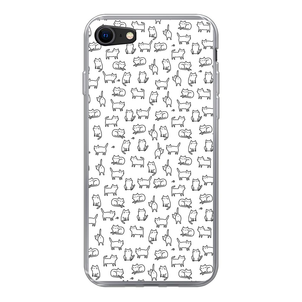 MuchoWow Handyhülle Schutzhülle Hülle für iPhone SE 2022 Mädchen - Katze - Muster - Mädchen - Kinder - Kinder Silikon Softcase Handy Hülle...