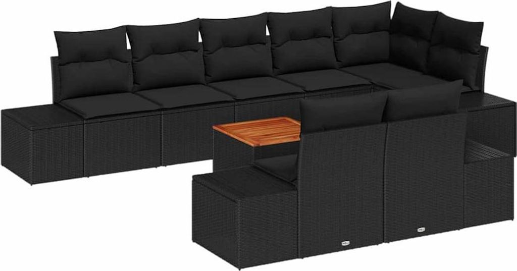 Garten-Sofa-Set 9 pcs Schwarz