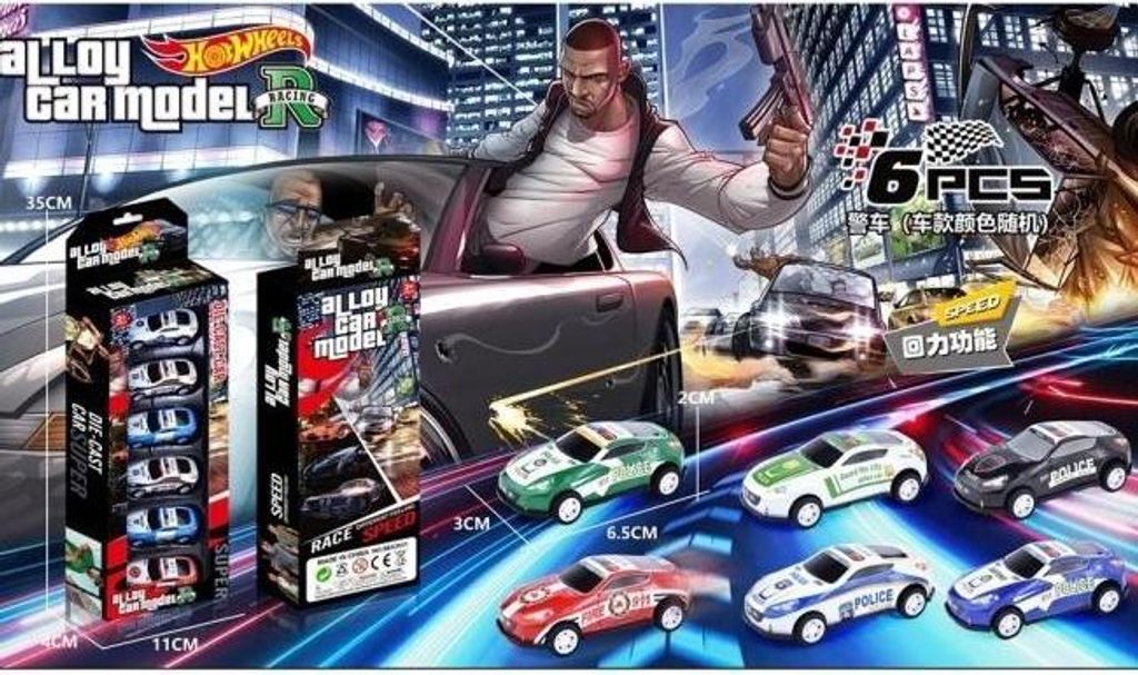 Set mit 6 Metallautos für Kinder und Sammler