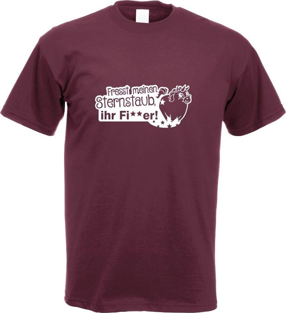 Kiwistar - T-Shirt - Burgund - Einhorn - fresst Sternenstaub Herren Funshirt Bedruckt Design Sprüche Spruch Motive - mit Motiv Bedruckt - Funshirt...