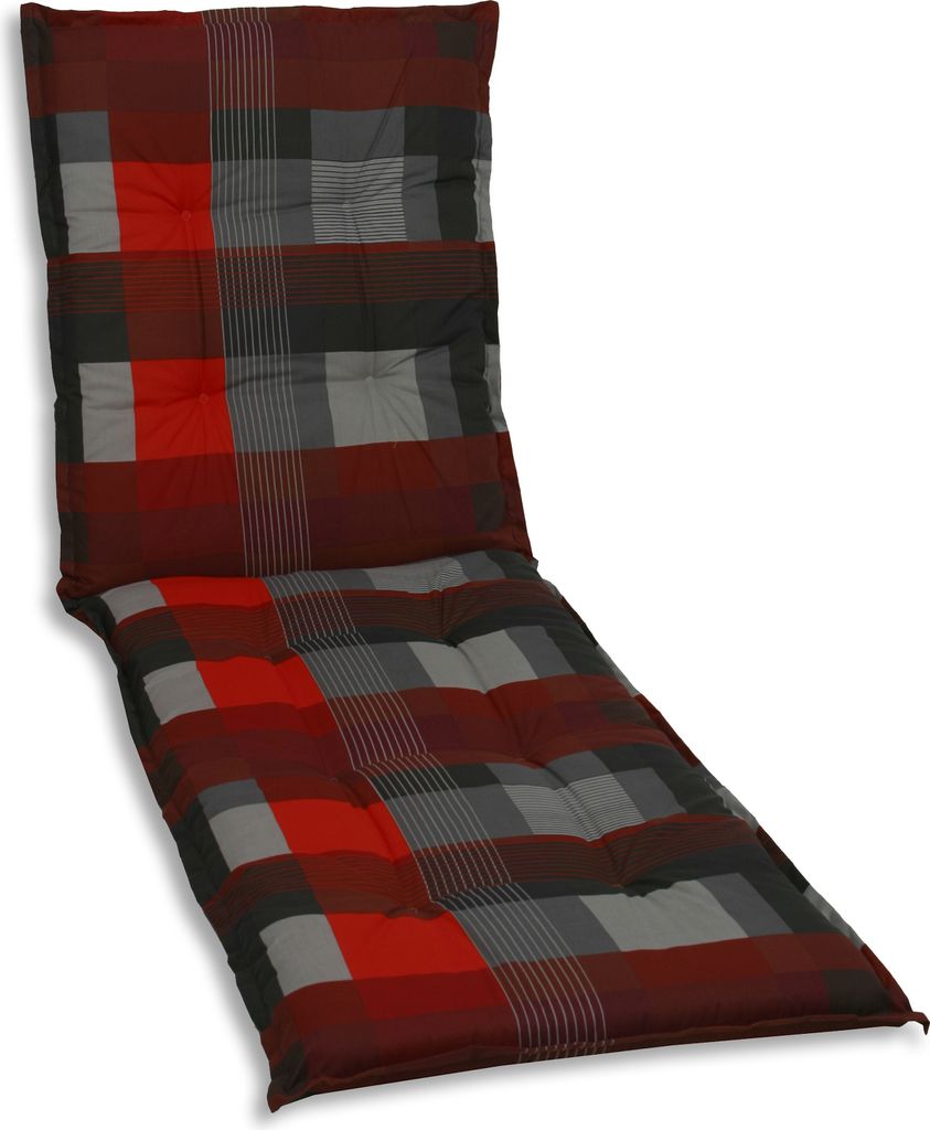 GO-DE Textil, Liegenauflage, Karo rot grau, 20303-05