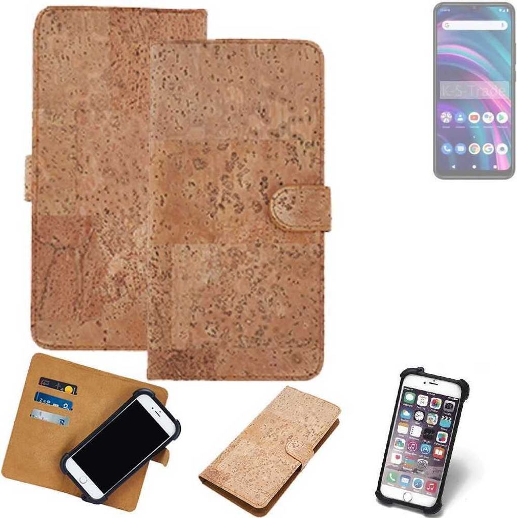 K-S-Trade Hülle kompatibel mit BLU S91 Kork Handyhülle Cover Schutzhülle TPU Case Bumper in Hellbraun, (1x)