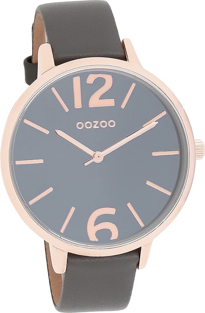 Oozoo Leder Damen Uhr Analog Quarzuhr Armband grau Timepieces D2UOC9153A