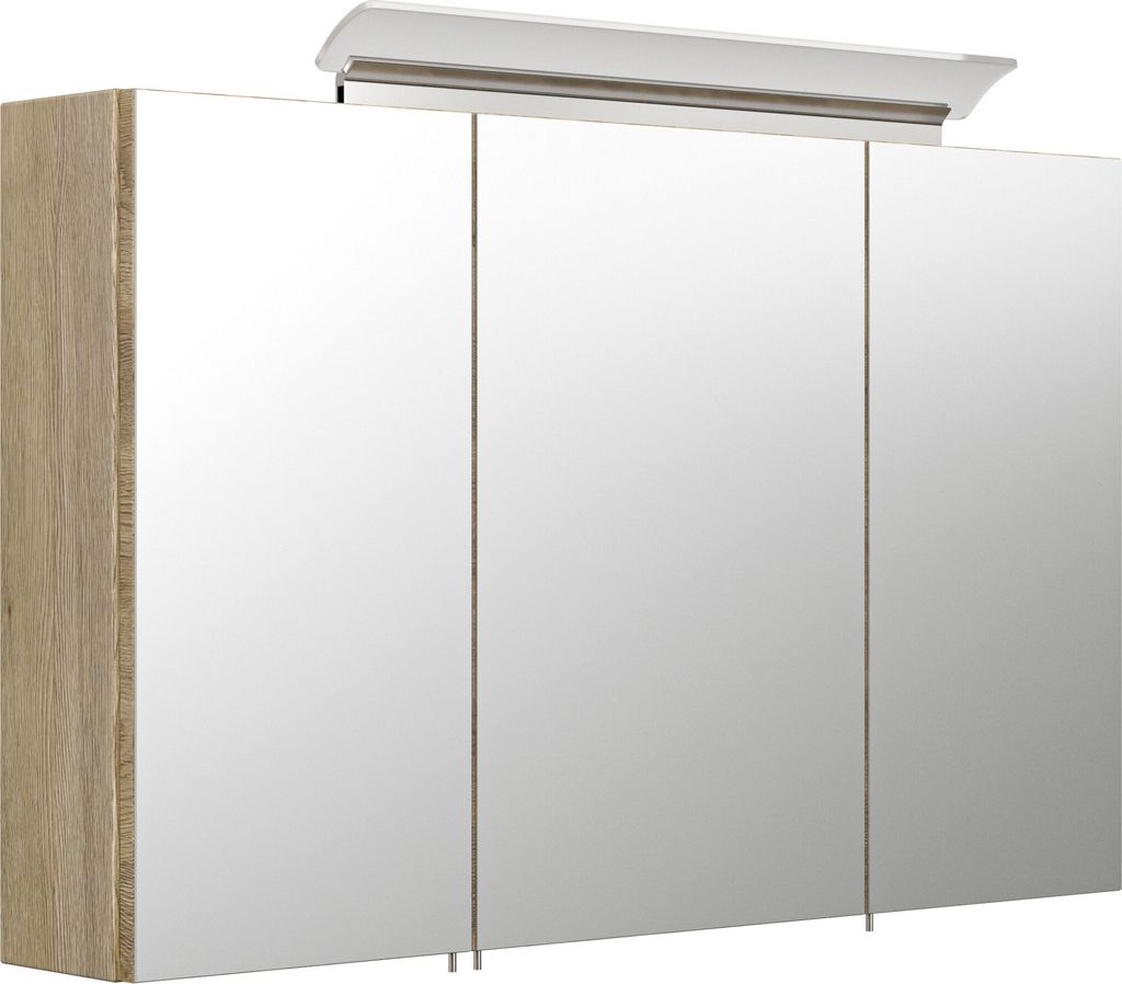 Spiegelschrank 100 inklusive LED-Acrylglaslampe eiche hell EEK: F