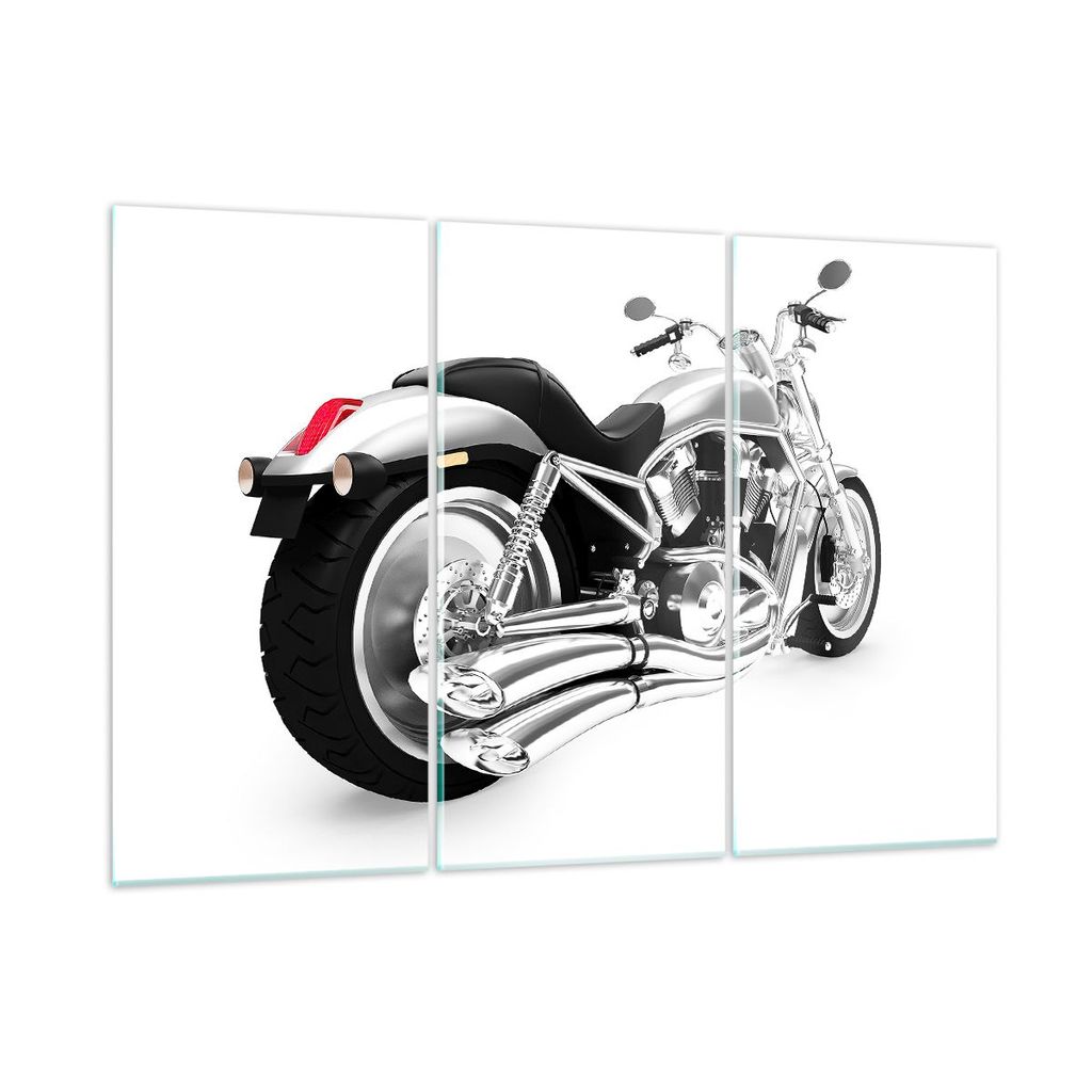 Bilder auf glas - Chopper Motorrad Chrom - 165x110cm - Glasbilder - Wandbilder - Kunstdruck - zum Aufhängen bereit - Wanddekoration aus Glas - Gla...