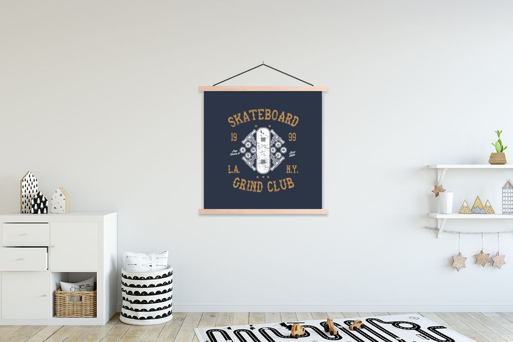 MuchoWow® Textilposter Skateboard - Weiß - Retro - Zitat Produktbild 