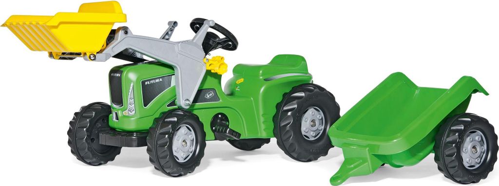 rolly toys Kiddy Futura grün Trettraktor + Kid Trailer + Kid Lader, Maße: 162x47x53,5 cm; 63 003 5