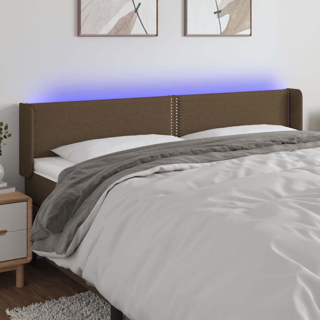 Maison Exclusive - LED Kopfteil Dunkelbraun 183x16x78/88 cm Stoff