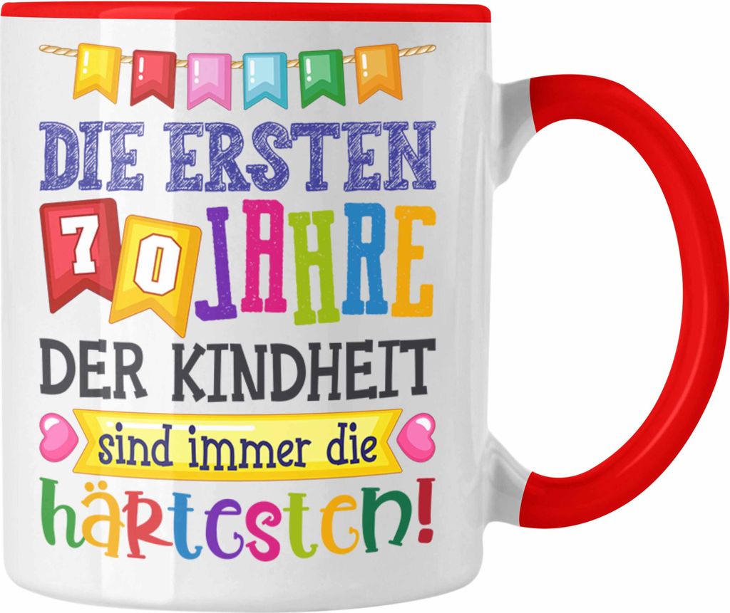 Trendation - 70. Geburtstag Tasse Geschenk Lustig Spruch Oma Opa Geschenkidee 70er (Rot)