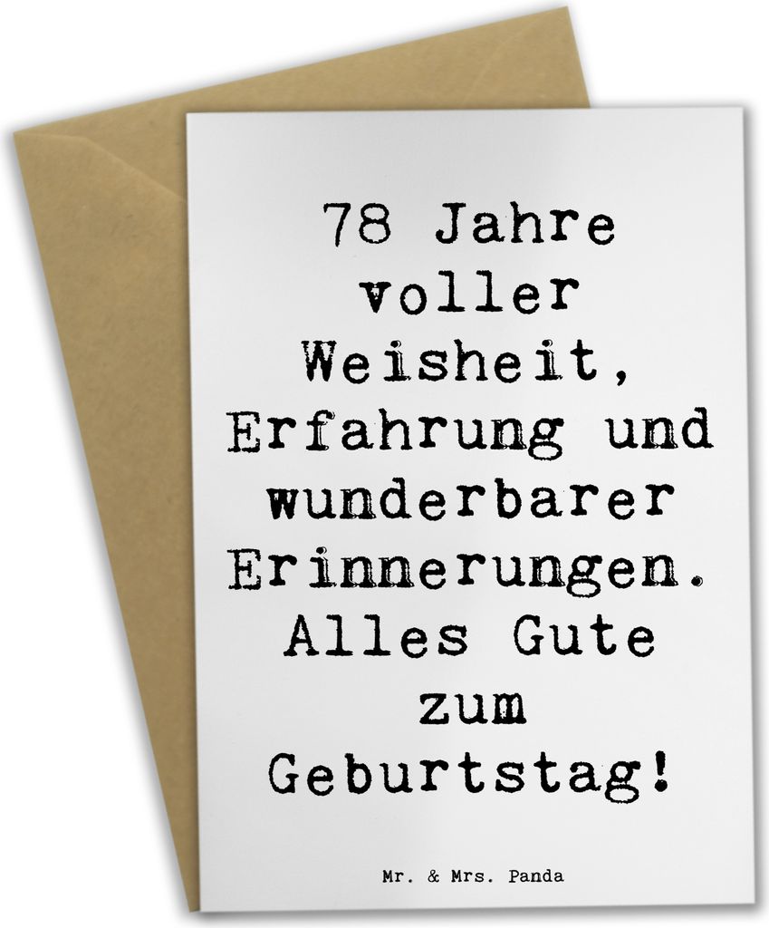 Mr. & Mrs. Panda valentinstagskarte Spruch 78. Geburtstag - Weiß - Geschenk, Jubiläum 78 Jahre, dankeskarten, feiern, Happy Birthday, Geburtstags...