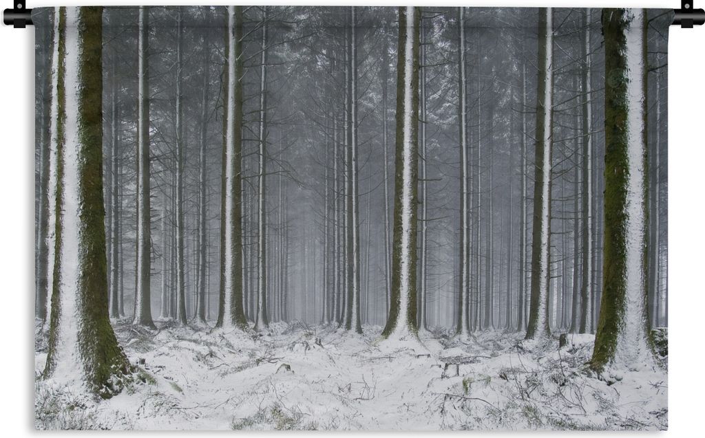 MuchoWow Wandteppich Wandbehang Bäume - Winter - Schnee 90x60 cm Tapisserie Dekoration Wandtuch - Wandskulpturen - Bildteppich