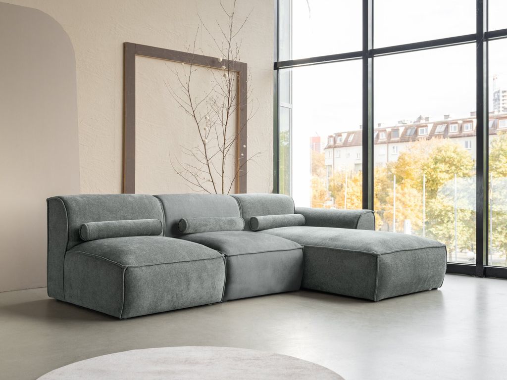 MIUFORM Flex Felix - Modulares 3-Sitzer Ecksofa RECHTS - 248x96cm - Olive - Modulsofa Couch