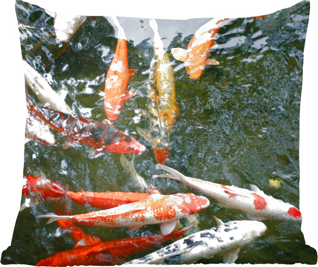 MuchoWow Zierkissen Sofakissen Wohnzimmer Dekokissen 45x45 cm Eine große Gruppe von Koi Karpfen - Schlafpolster - Polster für das Sofa