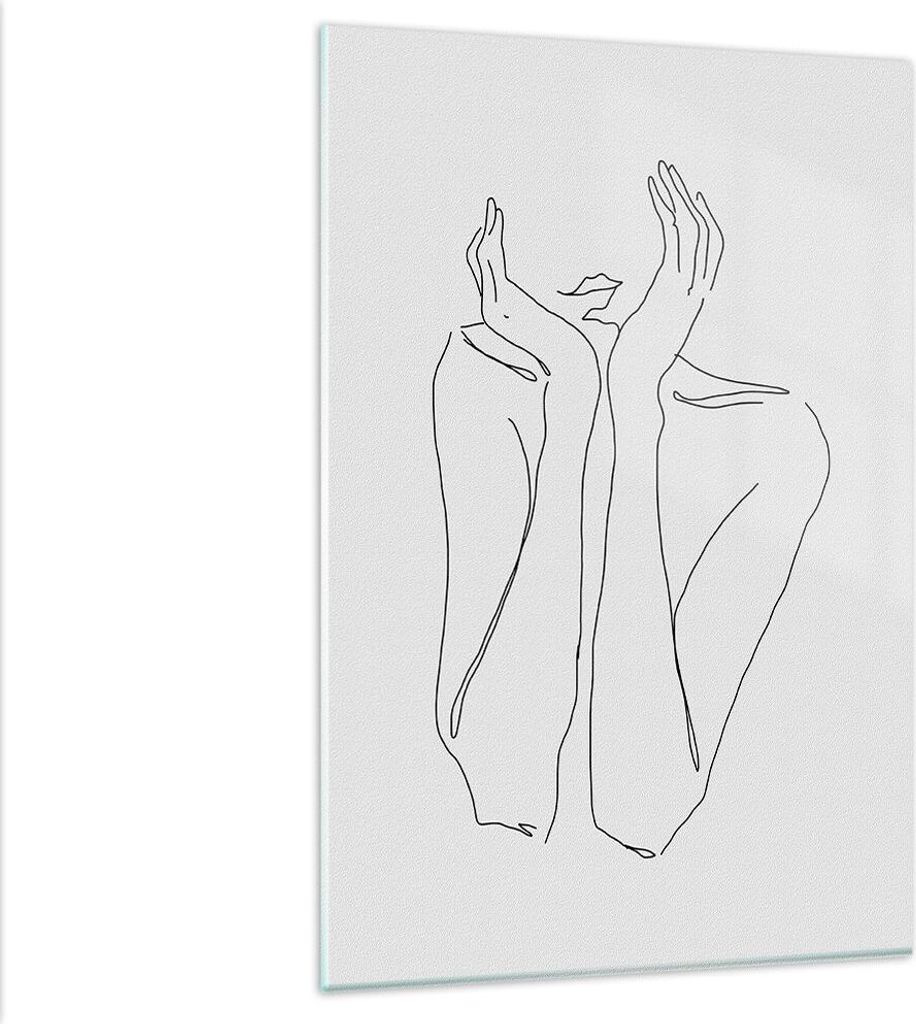 Bilder auf glas - Einteilig - Träumerei Frau Skizze - 80x120cm - Glasbilder - Wandbilder - Bilder - zum Aufhängen bereit - Wanddekoration aus Gla...