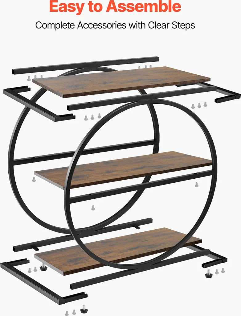 Table de Rangement Étroite pour Petits Espaces avec 3 Plateaux Ouverts