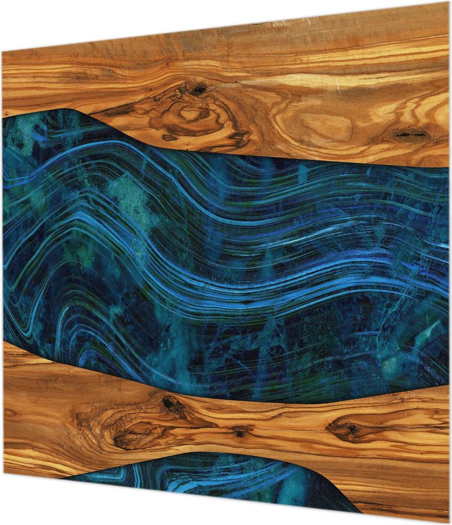 Wandtapete - Dekorative Tapete für Wohnzimmer - Tapetenfolie für Wanddekoration - 250x250 cm - Blaues Holz