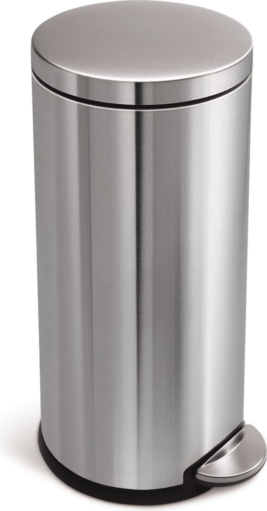 simplehuman 30 Liter runder Treteimer, fingerabdrucksicherer gebürsteter Edelstahl - 6,1x6,1x35,8 cm; CW1810
