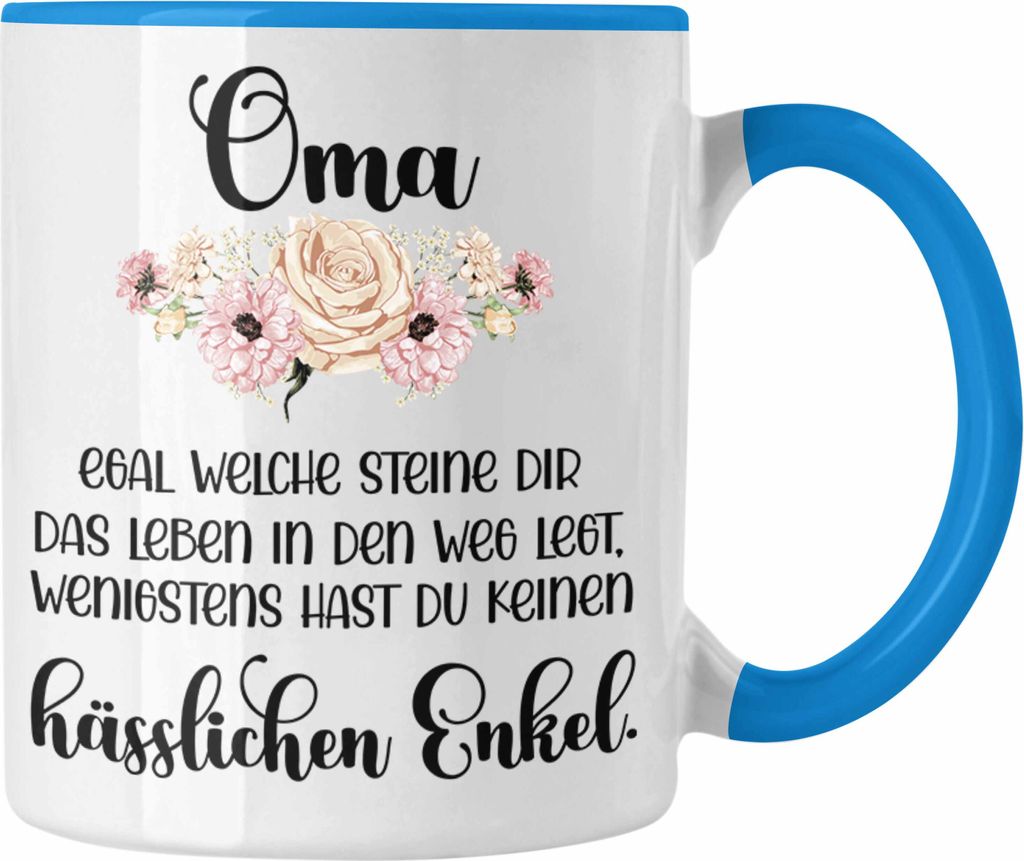 Trendation - Beste Oma Geschenk Tasse Geburtstagsgeschenk von Enkel Geschenkideen Lustig Geburtstag (Blau)