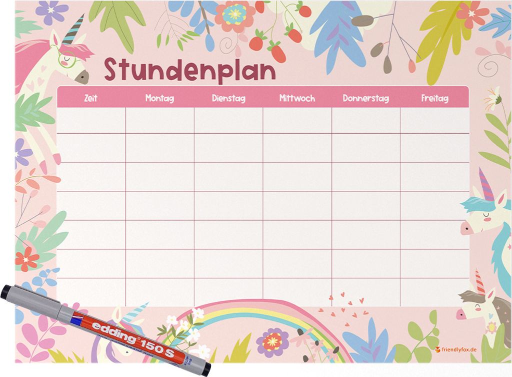 Friendly Fox magnetischer Stundenplan Einhorn, Stundenplan Produktbild 