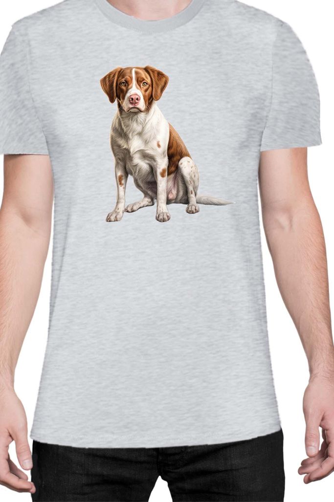 Herren T-Shirt Dogs Breeds Brittany Dog Breed 006, Man S / Grau