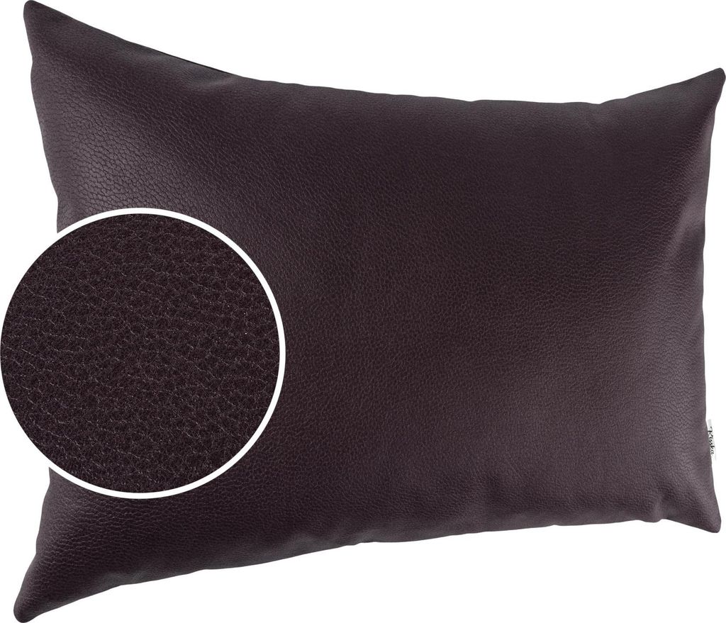 Dekokissen 30x50cm ohne Füllung KUMO atmungsaktive Kunstleder Kissenbezug Zierkissen Einfarbig Leder-Optik UNI Braun