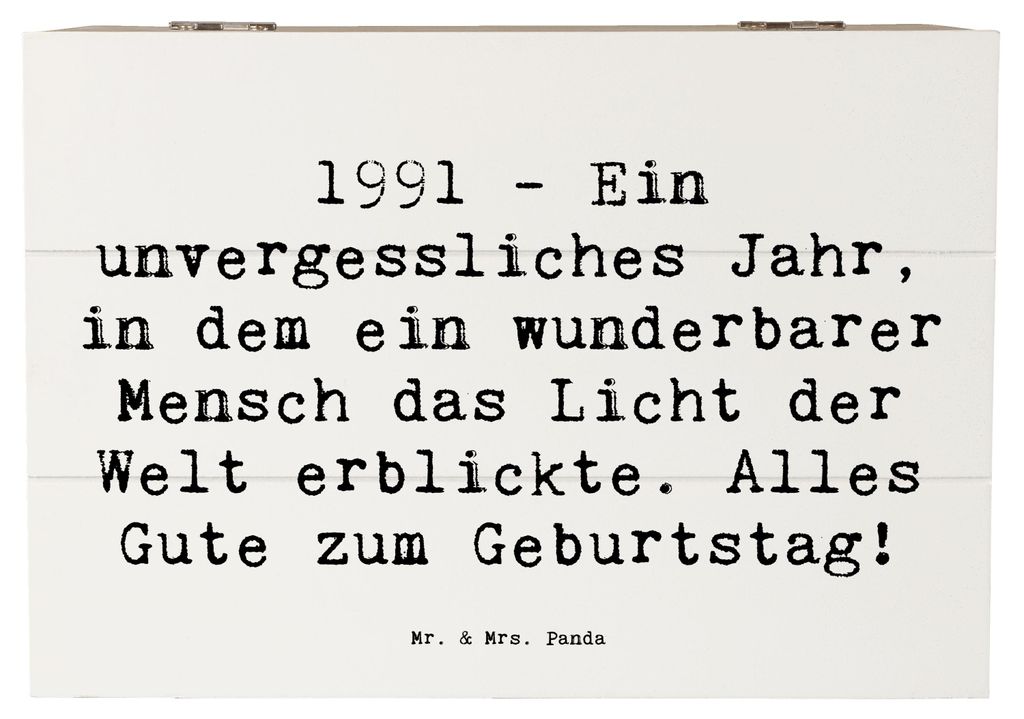 Mr. & Mrs. Panda Box Spruch 1991 Geburtstag 22 x 15 cm - Weiß - Geschenk, Holzbox, Schatzkiste, wunderbarer Mensch, Geschenkbox, Geburtstagsgesche...
