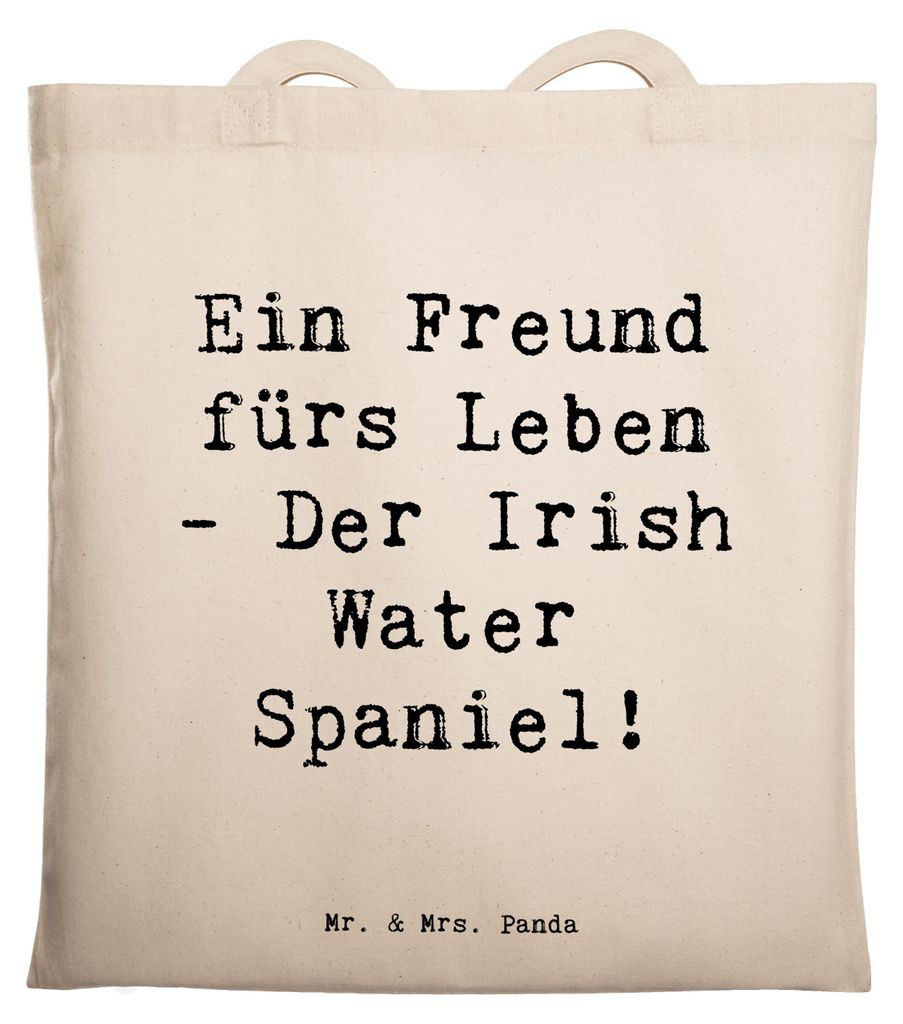 Mr. & Mrs. Panda Jutebeutel Spruch Irish Water Spaniel Freund - Transparent - Geschenk, Hunderassen Beschreibung, Hunde, Jagdhund, Tasche, Hundepfl...