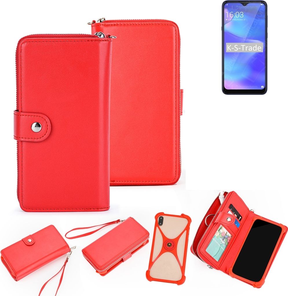 K-S-Trade 2in1 Schutzhülle Portemonnee Handyhülle mit Bumper kompatibel mit HiSense Rock V Hülle Case Etui Geldbörse Smartphone rot (1x)