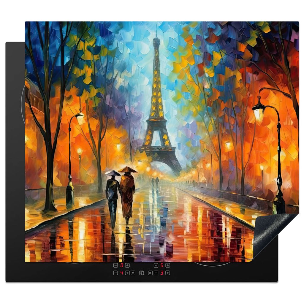 KitchenYeah Herdabdeckplatte Paris - Eiffelturm - Kunst - Städte , 59x51cm, Küche Deko, Glaskeramikkochfeld Herdabdeckung, Abdeckplatte fùr Ko...