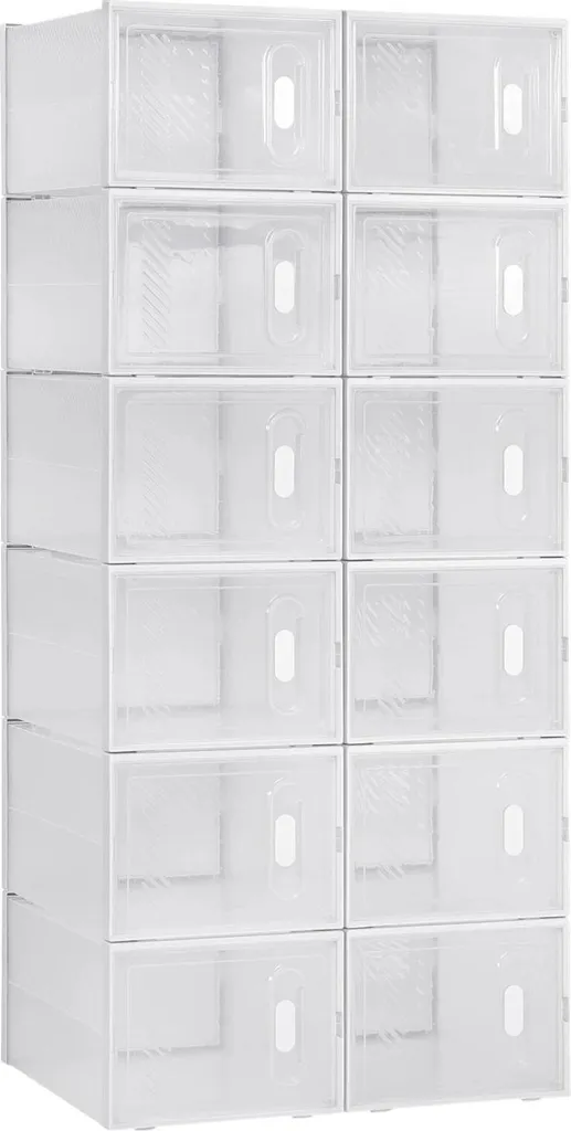 Rangement chaussures empilable pack de 12 boîtes rouges avec couvercles