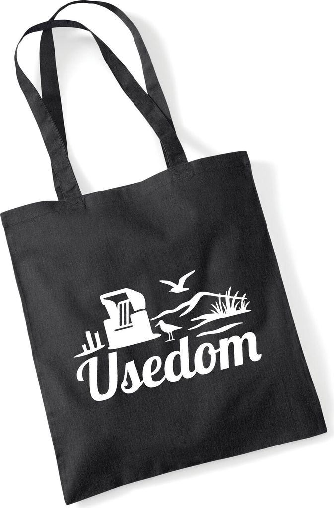Huuraa Jutebeutel Usedom Strandmotiv 10 Liter Black Produktbild 